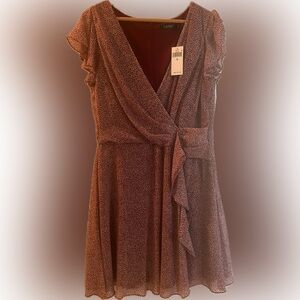 Lauren Ralph Lauren faux wrap dress garnet/ivory